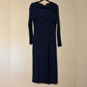 BODEN - Elegant Navy Blue Ribbed Sweater Dress - size 16-18R